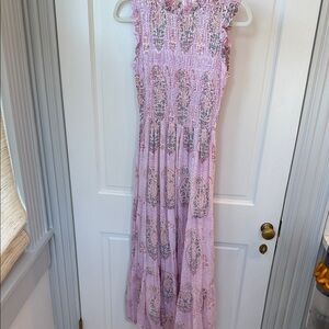 Oliphant Sleeveless Smocked Maxi Samode Lilac Size Small